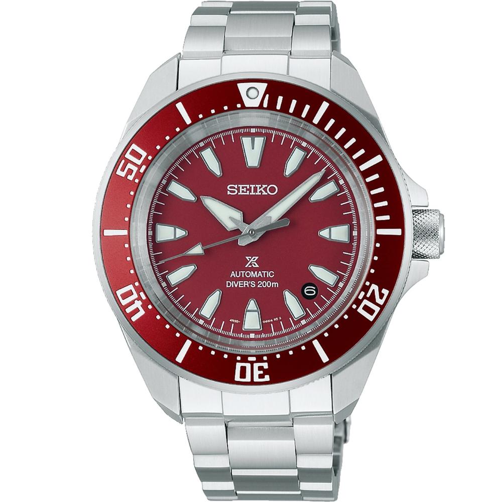 SEIKO Prospex 'Samurai' 4R Red Diver's Automatic Red Dial 41.7mm Silver Stainless Steel Bracelet SRPL11K1