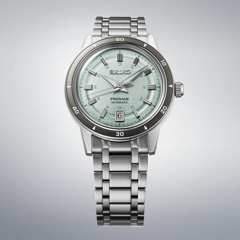 SEIKO Presage Style 60's Automatic Water Green Dial 39.5mm Silver Stainless Steel Bracelet SRPL71J1
