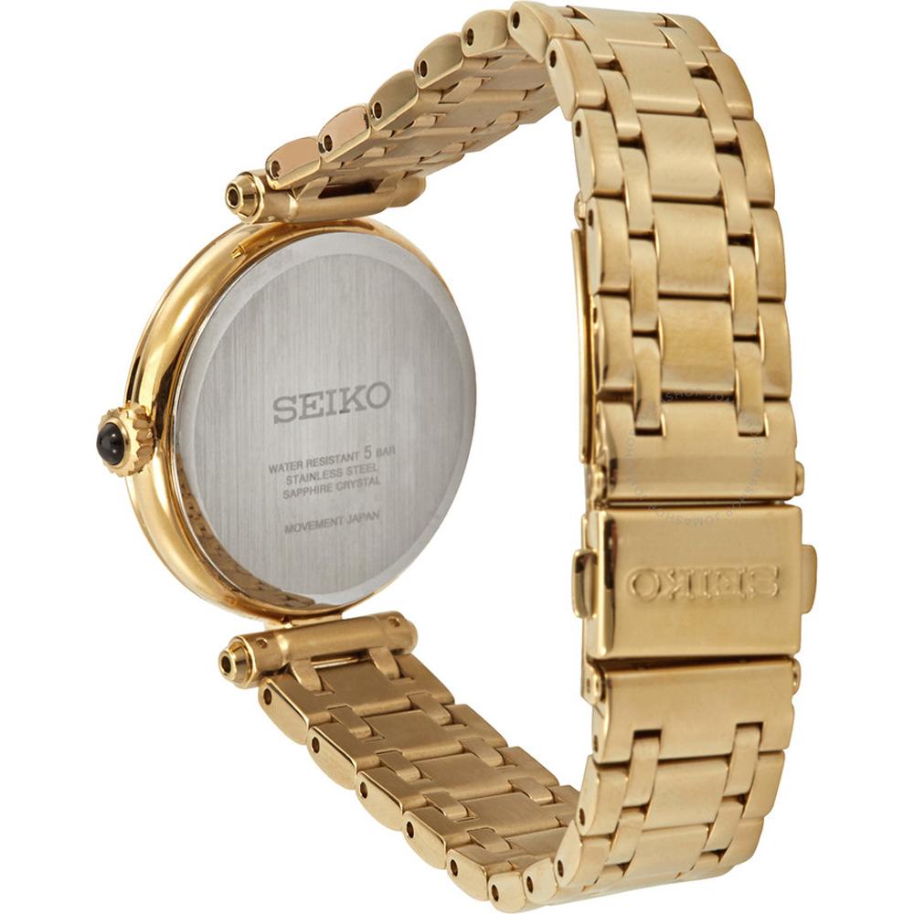 SEIKO Essential Time Pearl Dial with Diamonds 30mm Gold Stainless Steel Bracelet SRZ536P1