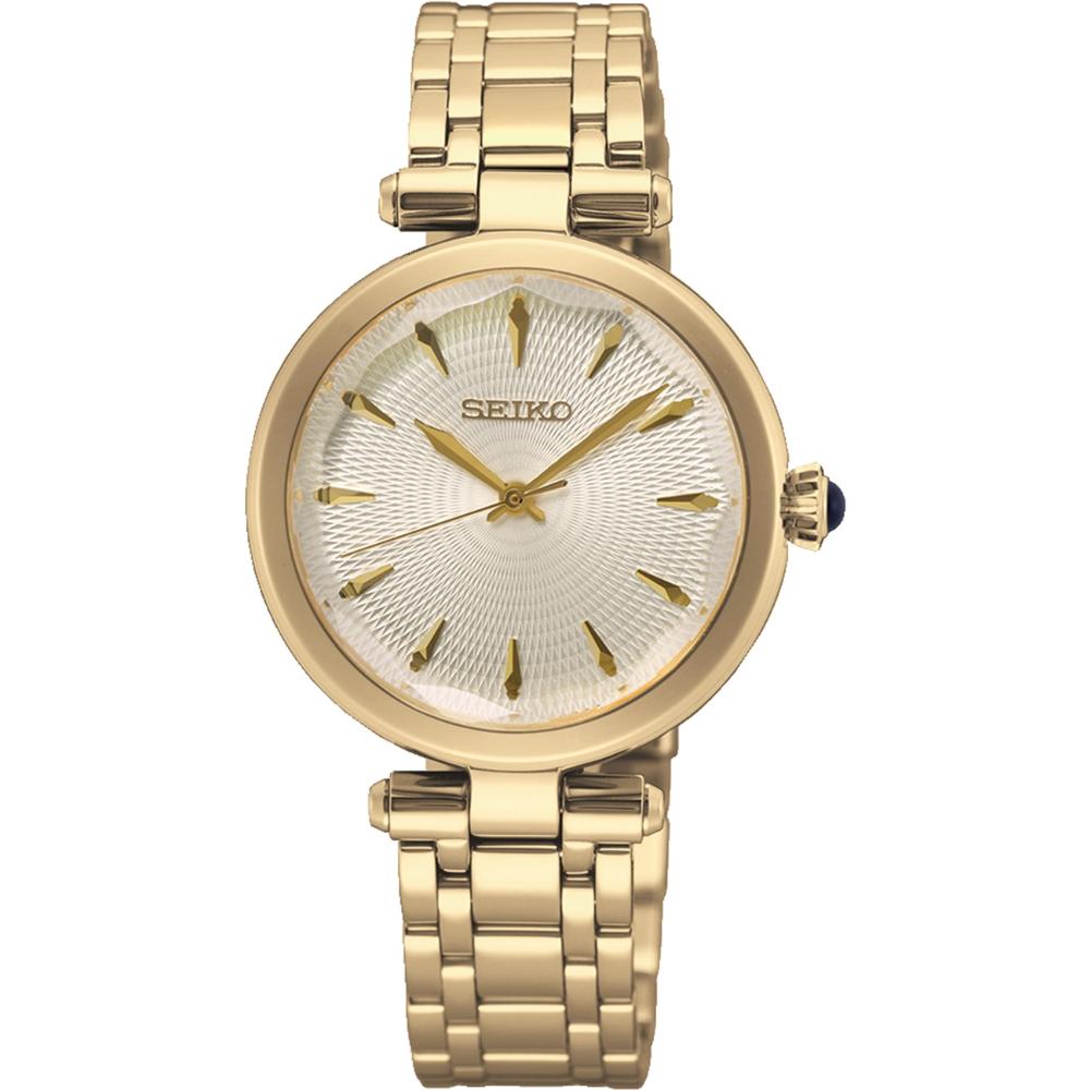 SEIKO Conceptual Series Gold Dial 29.5mm Gold Stainless Steel Bracelet SRZ554P1