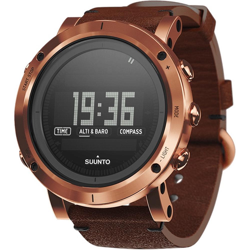 SUUNTO Essential Smartwatch 49mm Rose Copper Stainless Steel Brown Leather Strap SS021213000