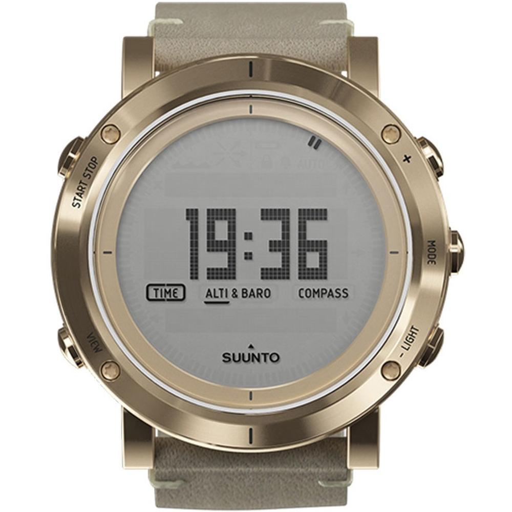 SUUNTO Essential Smartwatch 49mm Gold Stainless Steel Beige Leather Strap SS021214000