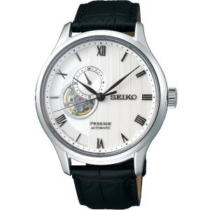 SEIKO Presage Zen Garden Automatic White Dial 41.8mm Silver Stainless Steel Black Leather Strap SSA379J1 - 27995