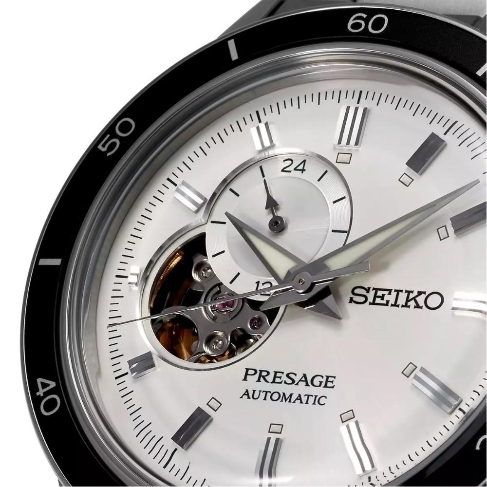 SEIKO Presage Style '60s Automatic Open Heart White Dial 40.8mm Silver Stainless Steel Bracelet SSA423J1