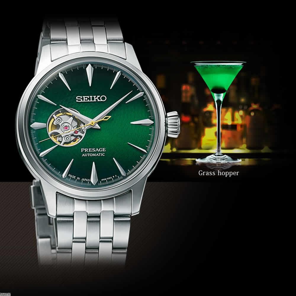 SEIKO Presage Cocktail Time 'Grasshopper' Automatic Green Dial 40.5mm Silver Stainless Steel Bracelet SSA441J1