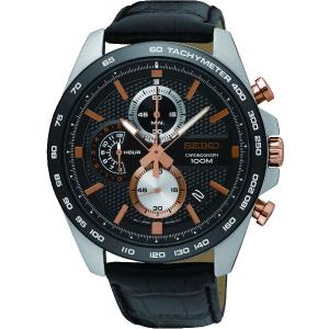 SEIKO Conceptual Series Chronograph 44mm Silver Stainless Steel Black Leather Strap SSB265P1 - 6077