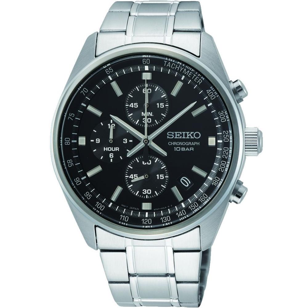 SEIKO Conceptual Series Chronograph Black Dial 41.5mm Silver Stainless Steel Bracelet SSB379P1