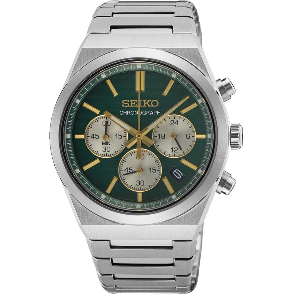 SEIKO Conceptual Series Chronograph Green Gold Dial 40mm Silver Stainless Steel Bracelet SSB461P1