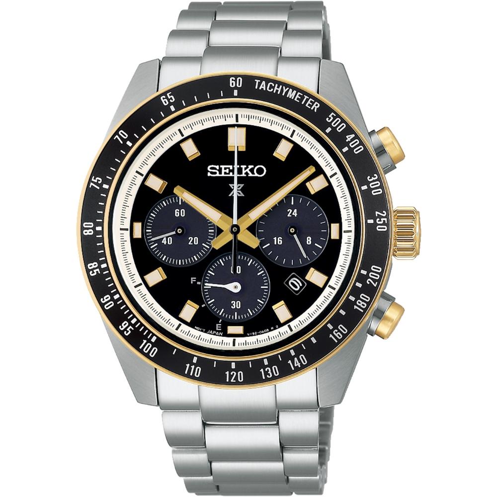 SEIKO Prospex Speedtimer "Circuit Race" Solar Chronograph Black Dial 41.4mm Silver Stainless Steel Bracelet SSC941P1