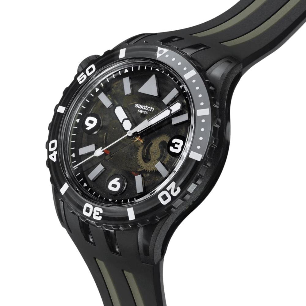 SWATCH Scubaqua Black Sea Nettle 44mm Black Silicone Strap SSCU09B100