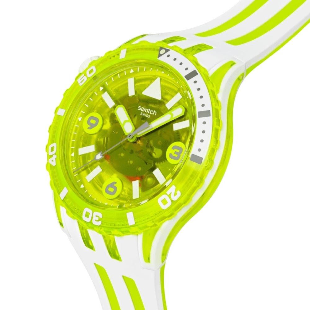 SWATCH Scubaqua Egg Yolk 44mm White Silicone Strap SSCU09J100
