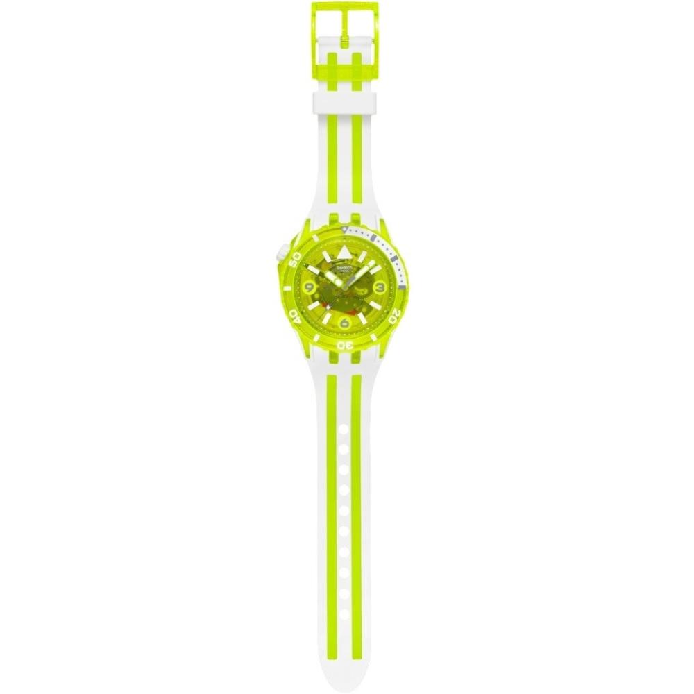SWATCH Scubaqua Egg Yolk 44mm White Silicone Strap SSCU09J100