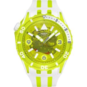 SWATCH Scubaqua Egg Yolk 44mm White Silicone Strap SSCU09J100 - 59910