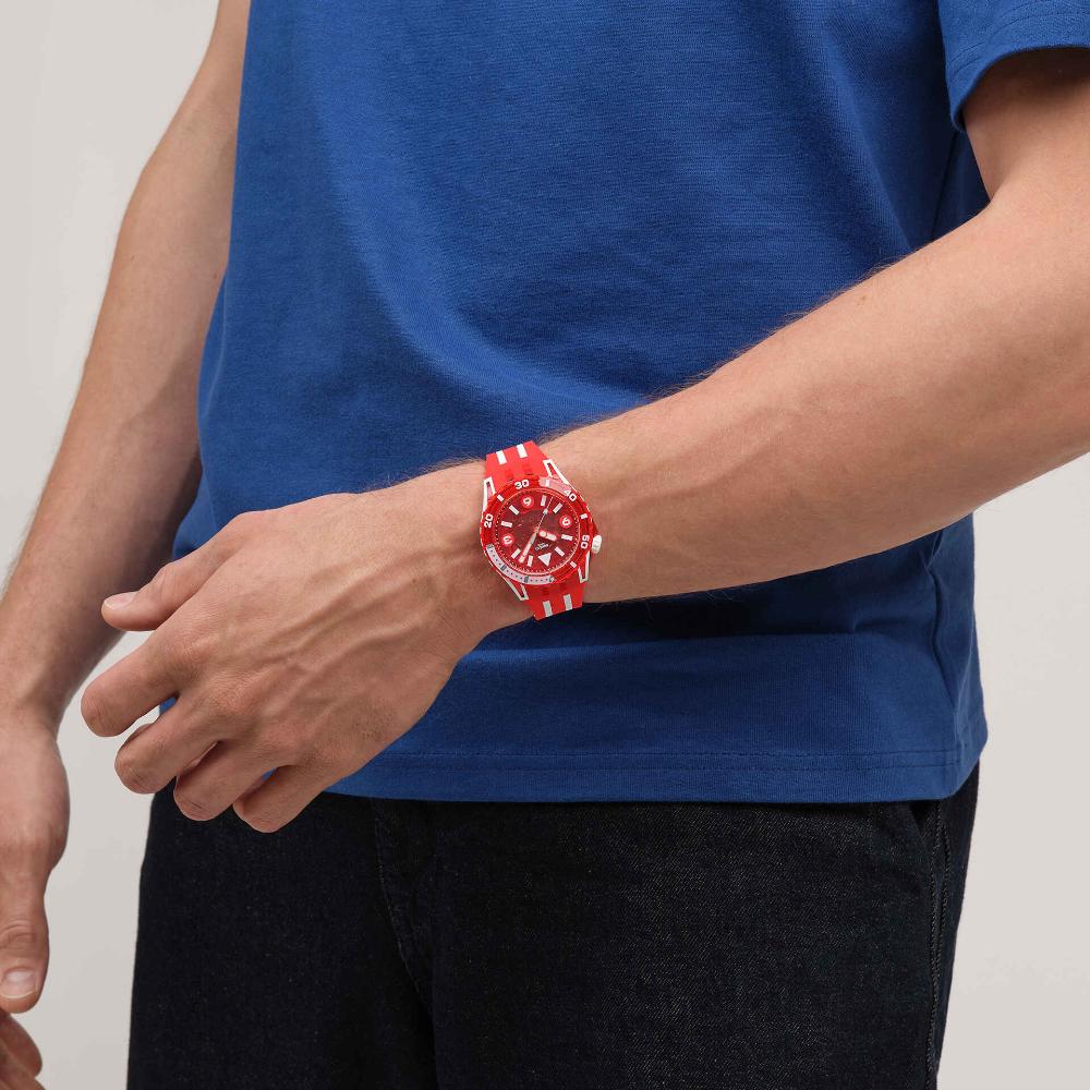SWATCH Scubaqua Lion's Mane 44mm Red Silicone Strap SSCU09R100