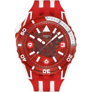 SWATCH Scubaqua Lion's Mane 44mm Red Silicone Strap SSCU09R100 - 59916