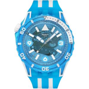 SWATCH Scubaqua Blue Fire 44mm Turqoise Silicone Strap SSCU09S100 - 59904