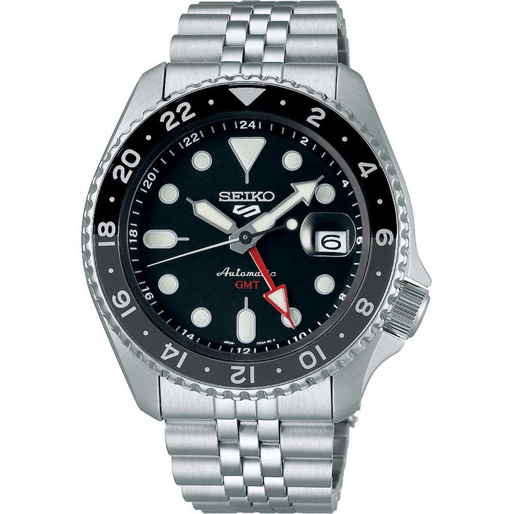 SEIKO 5 Sports GMT 'Black Grape' SKX Re-Interpretation Black Dial 42.5mm Silver Stainless Steel Bracelet SSK001K1