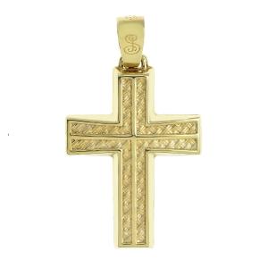 ΣΤΑΥΡΟΣ Ανδρικός Διπλής Όψης SENZIO Collection από Κ14 Κίτρινο Χρυσό ST186 - 61086
