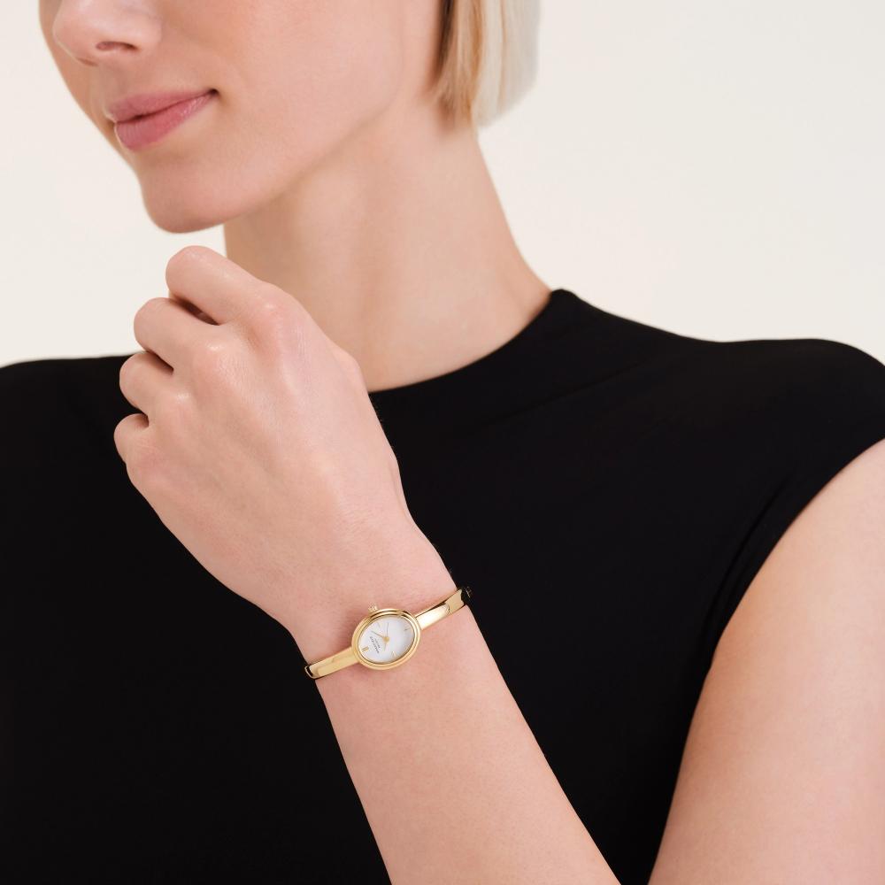 ROSEFIELD Studio Bangle Medium Size White Pearl Dial 19.5 x 23.5mm Gold Stainless Steel Bracelet STWGSG-ST05 - 7