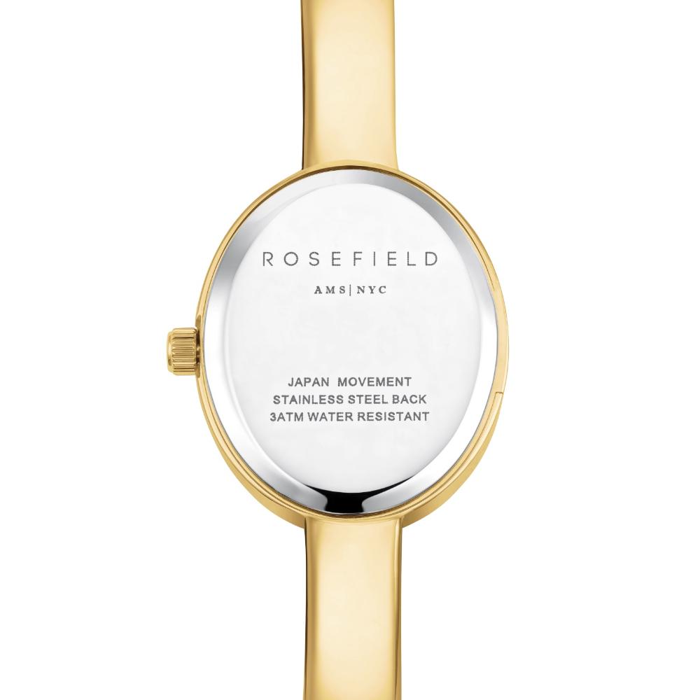 ROSEFIELD Studio Bangle Medium Size White Pearl Dial 19.5 x 23.5mm Gold Stainless Steel Bracelet STWGSG-ST05