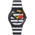 SWATCH Cross the Path Three Hands 41mm Black And White Silicon Strap SUOM108 - 0