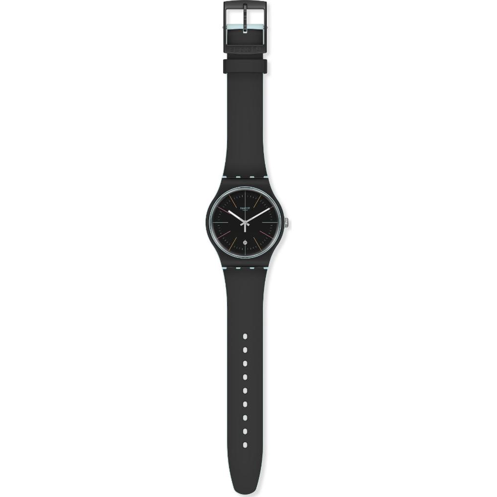 SWATCH Black Layered Three Hands 41mm Black Silicon Strap SUOS402
