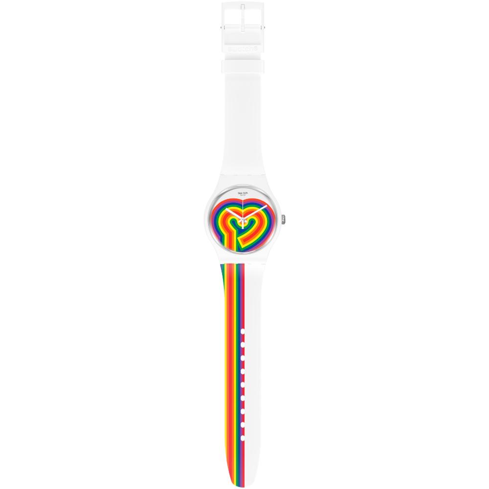 SWATCH Beating Love Three Hands 41mm White Silicon Strap SUOW171