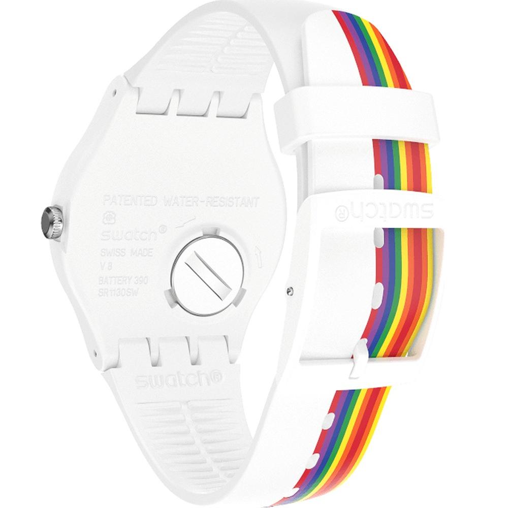 SWATCH Beating Love Three Hands 41mm White Silicon Strap SUOW171