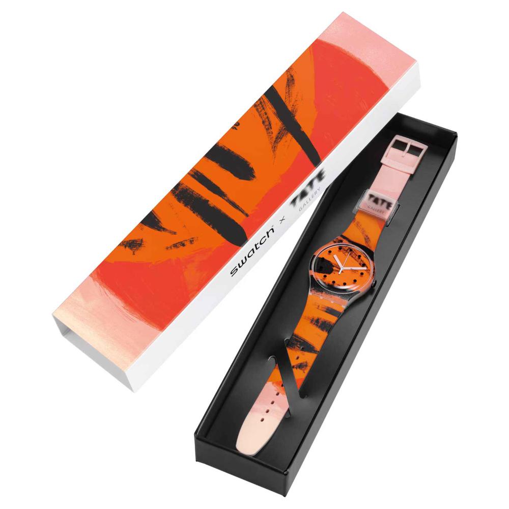 SWATCH X Tate Gallery Orange and Red on Pink by Wilhelmina Barns-Graham 41mm Multicolor Rubber Strap SUOZ362 - 8