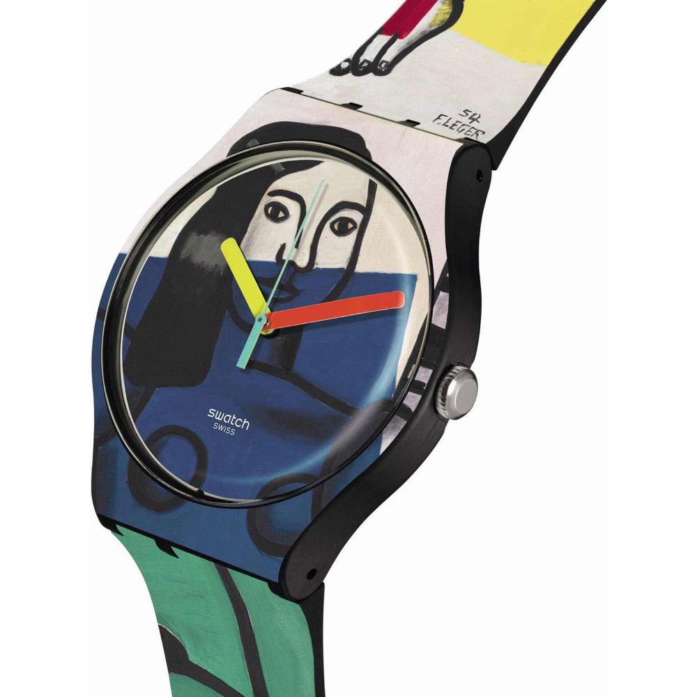 SWATCH X Tate Gallery Two Women Holding Flowers by Fernand Leger 41mm Multicolor Rubber Strap SUOZ363