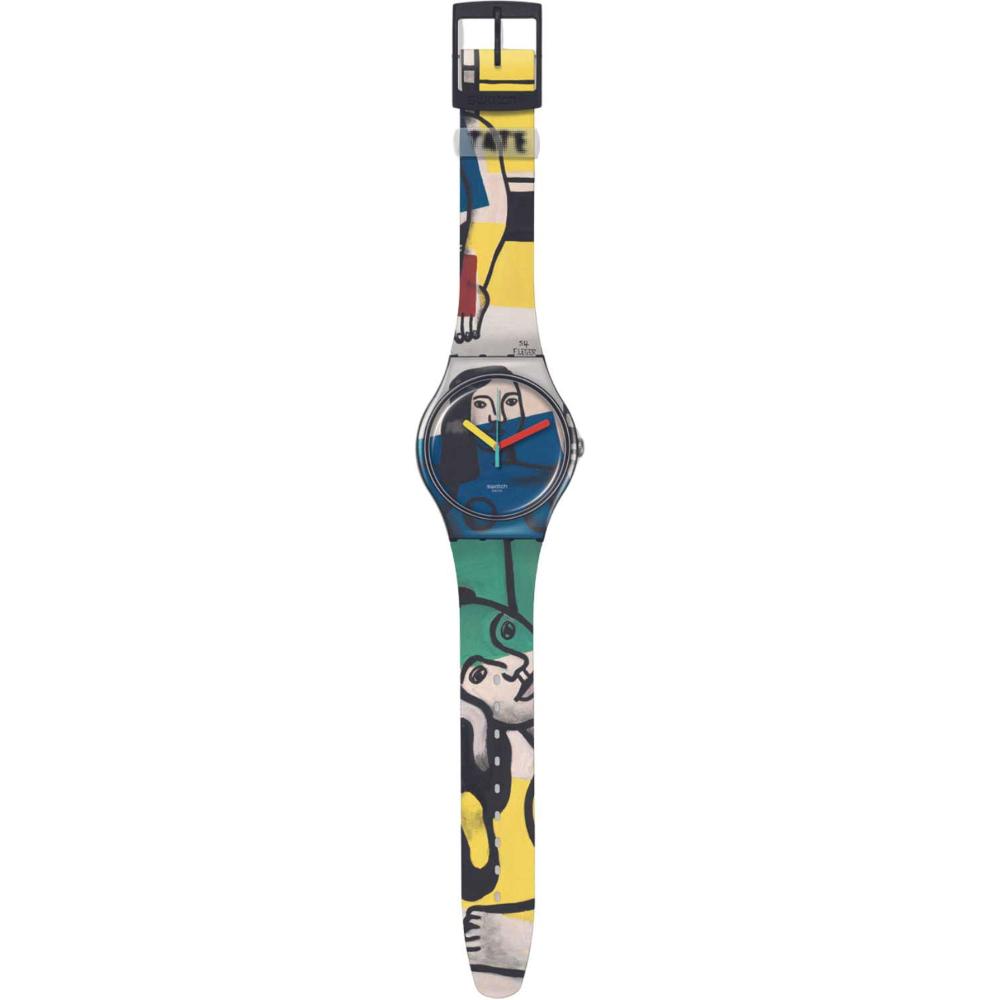 SWATCH X Tate Gallery Two Women Holding Flowers by Fernand Leger 41mm Multicolor Rubber Strap SUOZ363
