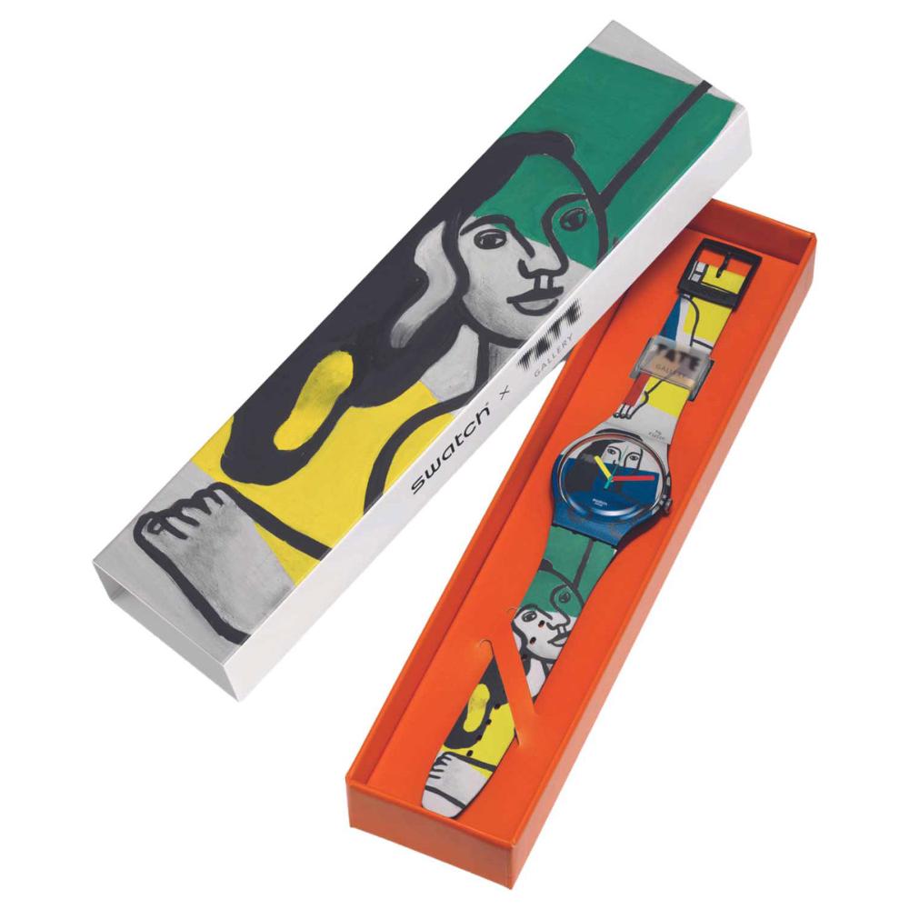 SWATCH X Tate Gallery Two Women Holding Flowers by Fernand Leger 41mm Multicolor Rubber Strap SUOZ363 - 8