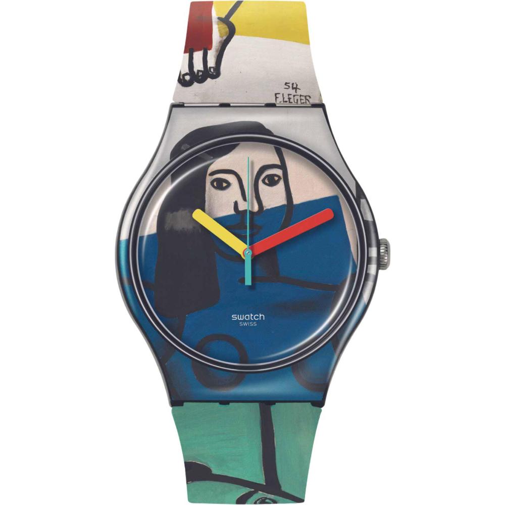 SWATCH X Tate Gallery Two Women Holding Flowers by Fernand Leger 41mm Multicolor Rubber Strap SUOZ363