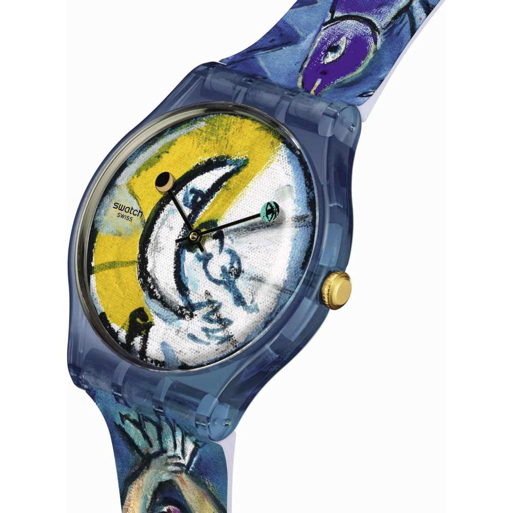 SWATCH X Tate Gallery Blue Circus by Marc Chagall 41mm Multicolor Rubber Strap SUOZ365