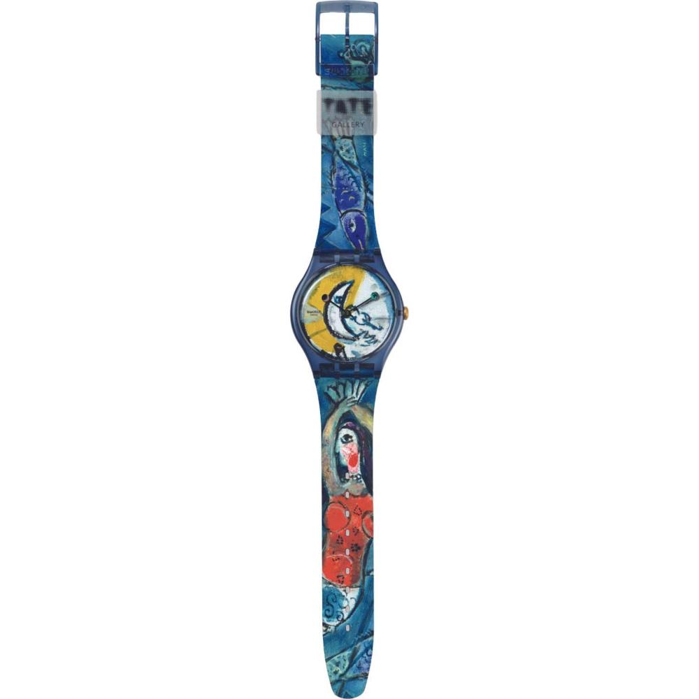 SWATCH X Tate Gallery Blue Circus by Marc Chagall 41mm Multicolor Rubber Strap SUOZ365