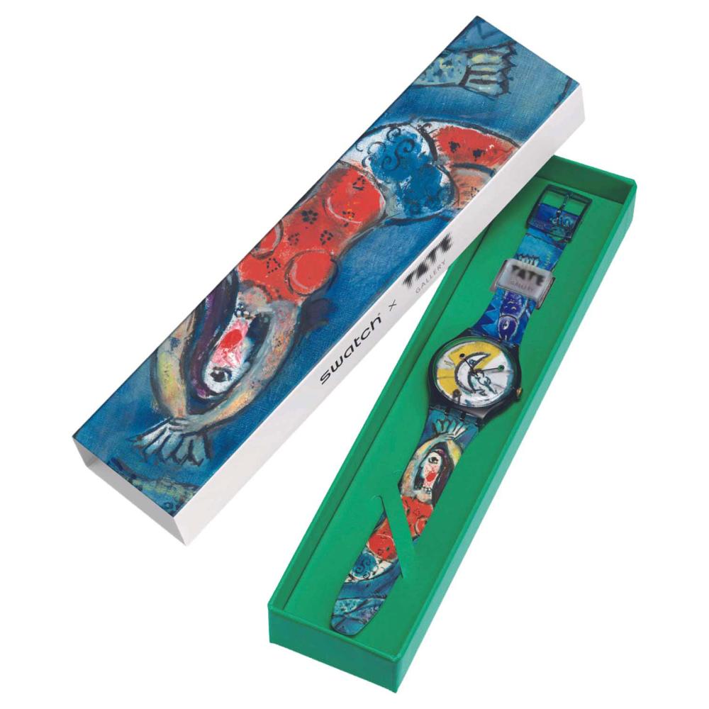 SWATCH X Tate Gallery Blue Circus by Marc Chagall 41mm Multicolor Rubber Strap SUOZ365 - 8