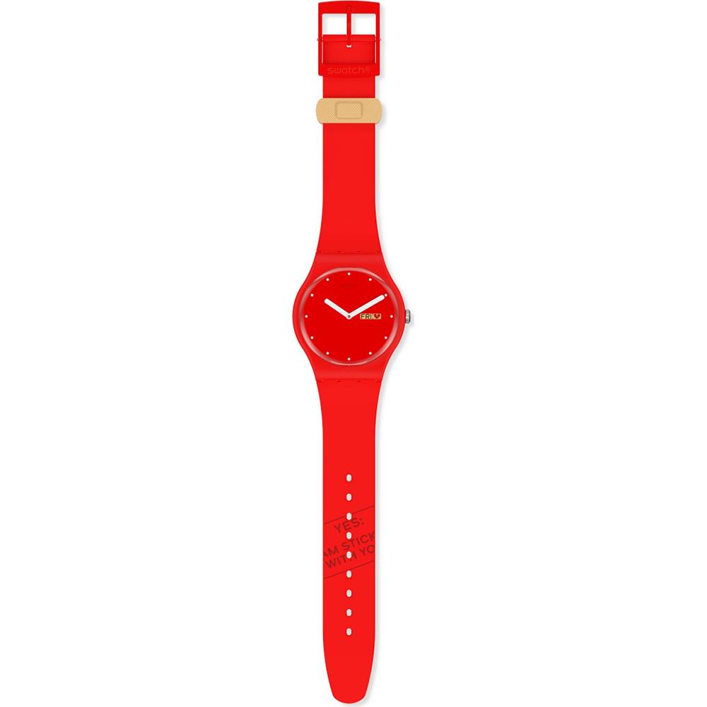 SWATCH P(E/A)nse Three Hands 41mm Red Silicon Strap SUOZ718 - 2