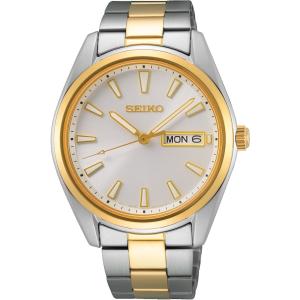 SEIKO Essential Time Day-Date Silver Dial 40.2mm Two Tone Gold Stainless Steel Bracelet SUR446P1 - 48336