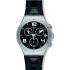SWATCH Black Casual Chronograph 40mm Silver Stainless Black Leather Strap YCS569-0