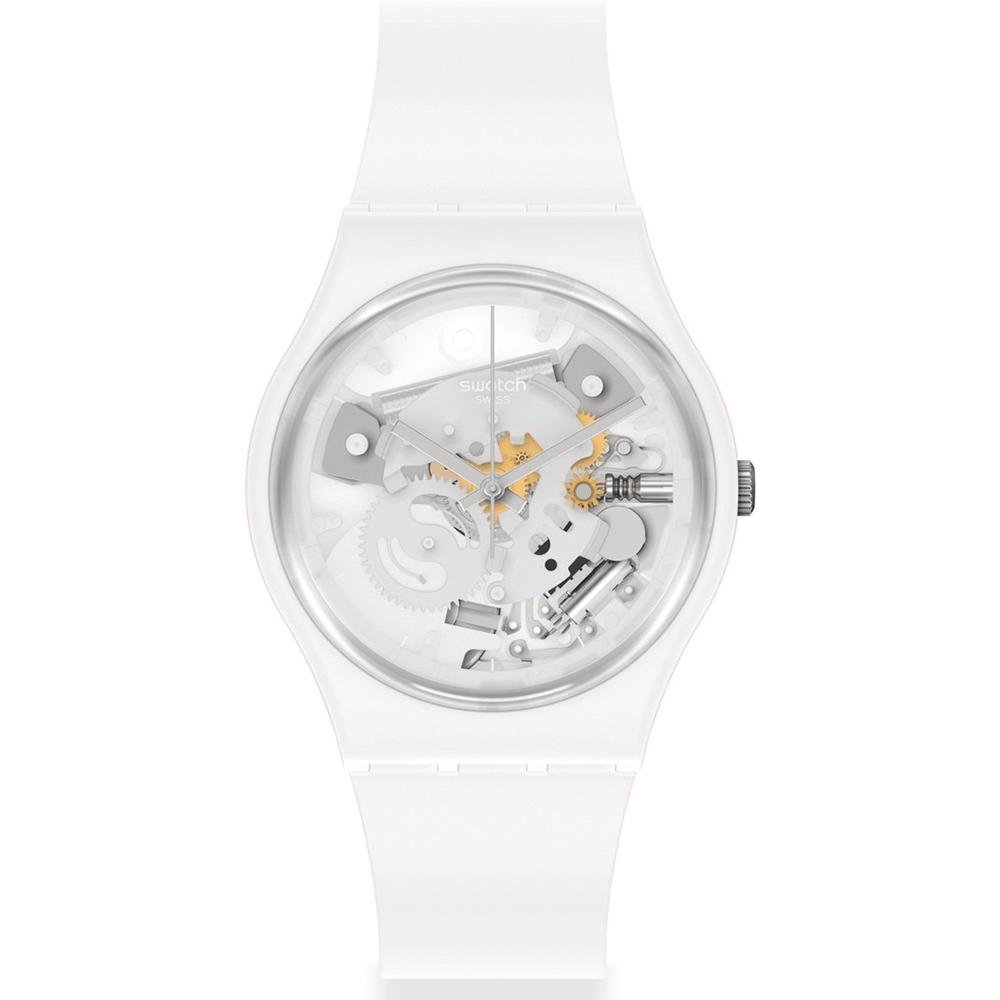 SWATCH Spot Time White Three Hands 34mm White Silicon Strap SO31W102