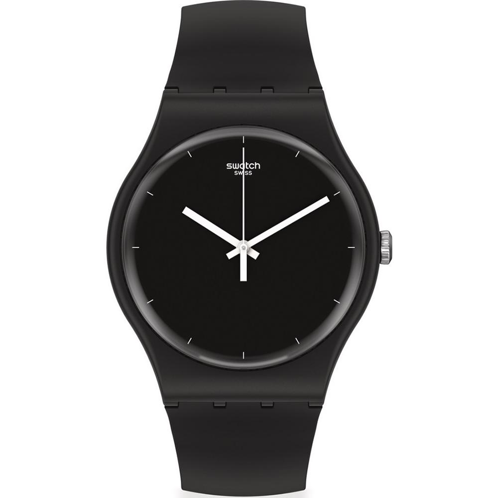 SWATCH Think Time Black Three Hands 41mm Black Silicon Strap SO32B106