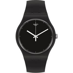 SWATCH Think Time Black Three Hands 41mm Black Silicon Strap SO32B106 - 2699