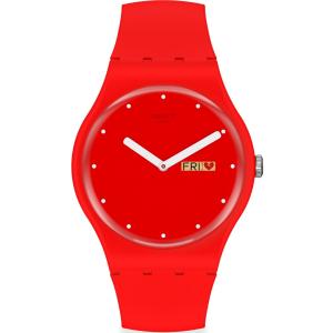 SWATCH P(E/A)nse Three Hands 41mm Red Silicon Strap SUOZ718 - 2550