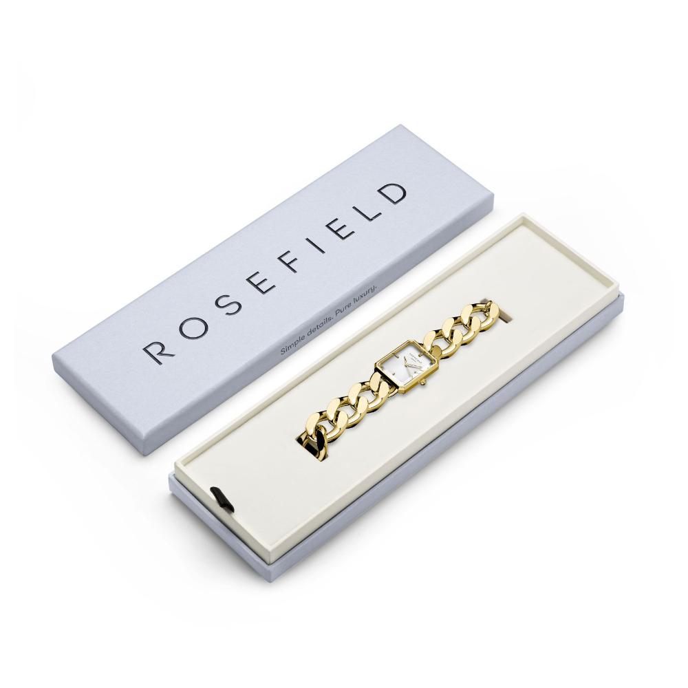 ROSEFIELD The Octagon XS White Sunray 19.5x24mm Gold Stainless Steel Bracelet SWGSG-O55 - 6