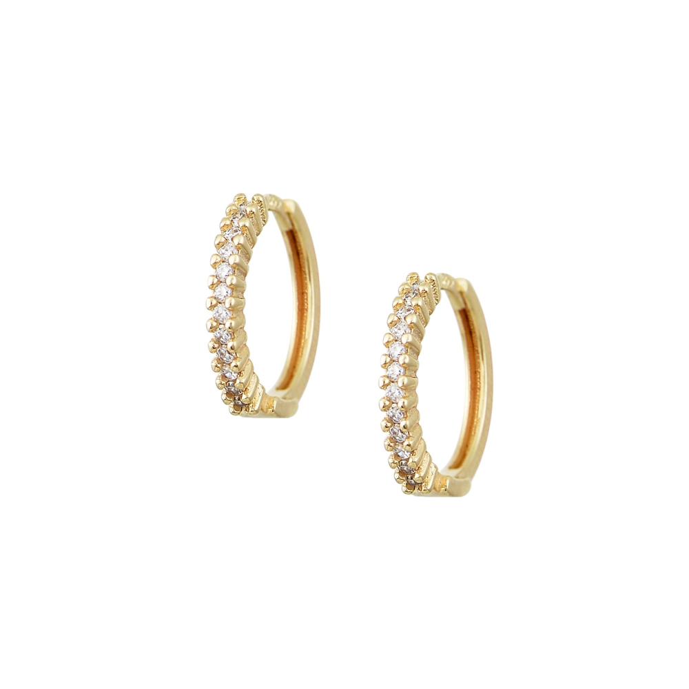 EARRINGS Hoops SENZIO Collection K9 Yellow Gold with Zircon Stones SX347Y.K9