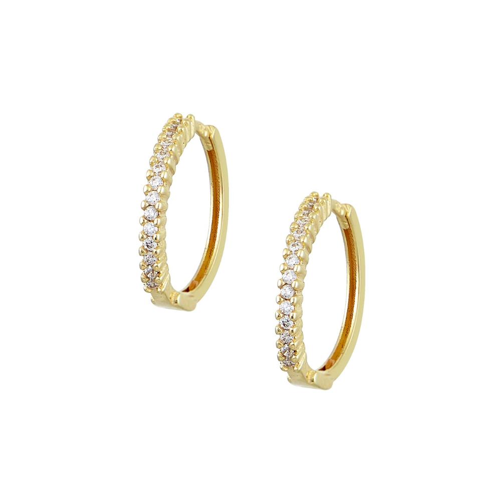 EARRINGS Hoops SENZIO Collection K9 Yellow Gold with Zircon Stones SX348Y.K9