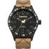 SUPERDRY Match Three Hands 44mm Black Stainless Steel Brown Leather Strap SYG127T - 0