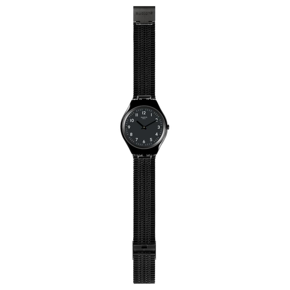 SWATCH Skincoal Three Hands 38mm Black Stainless Steel Mesh Bracelet SYXB100G