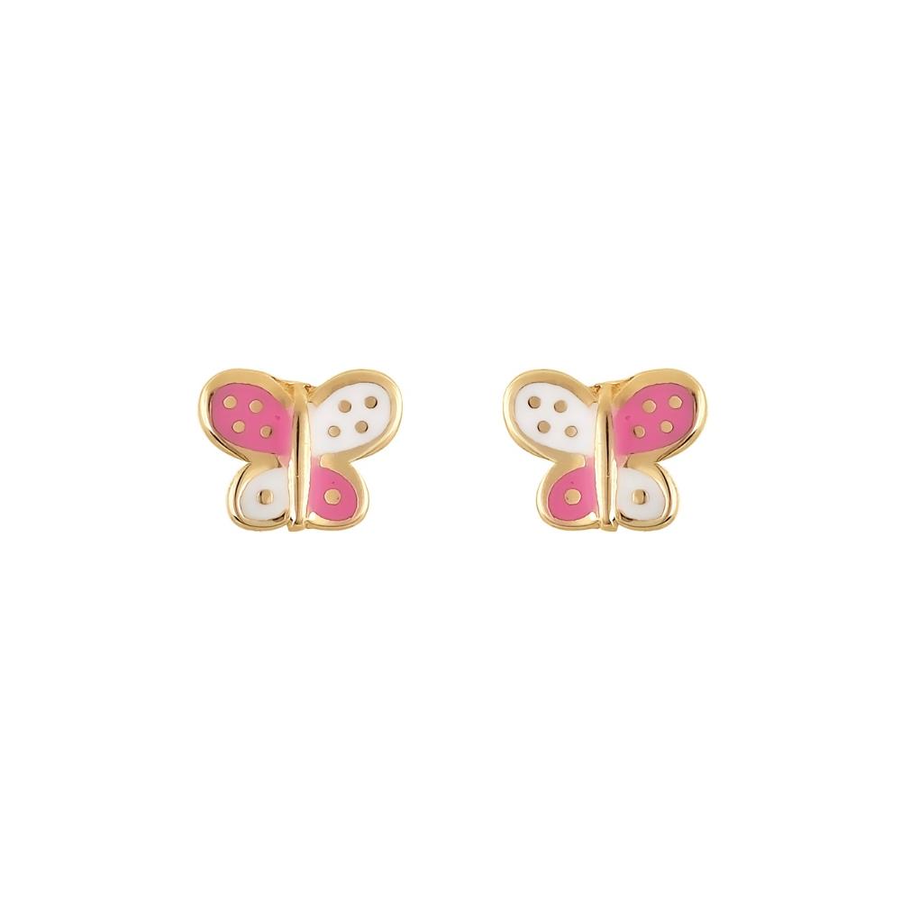 EARRINGS Butterfly Κ9 Yellow Gold with Enamel SZ359Y.K9