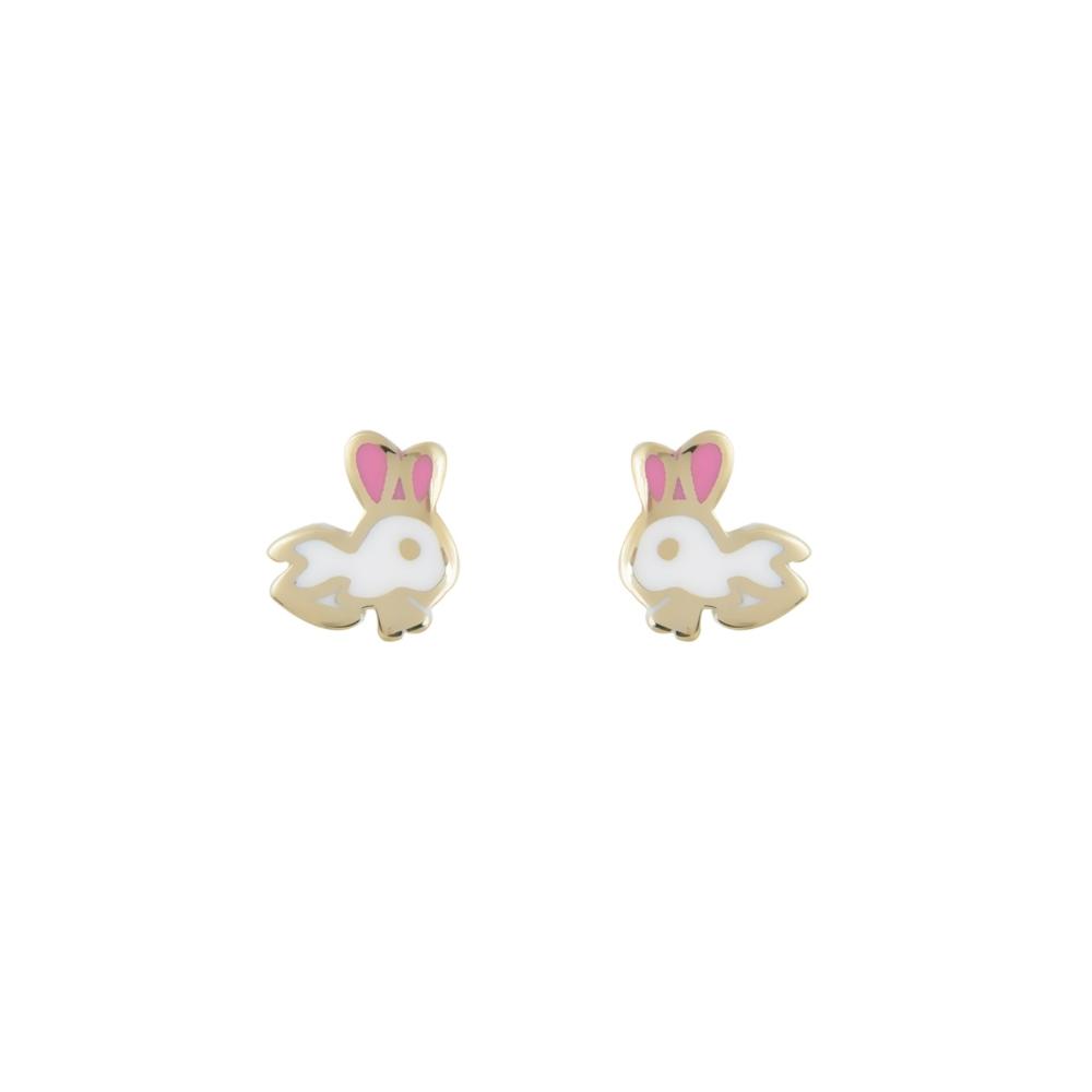 EARRINGS Bunny Κ9 Yellow Gold with Enamel SZ418Y.K9